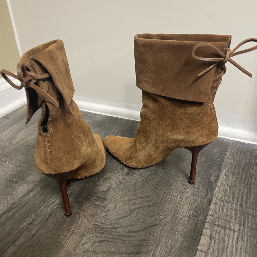 Gucci Camel Suede Whipstitch Boots - Picture 10 of 10